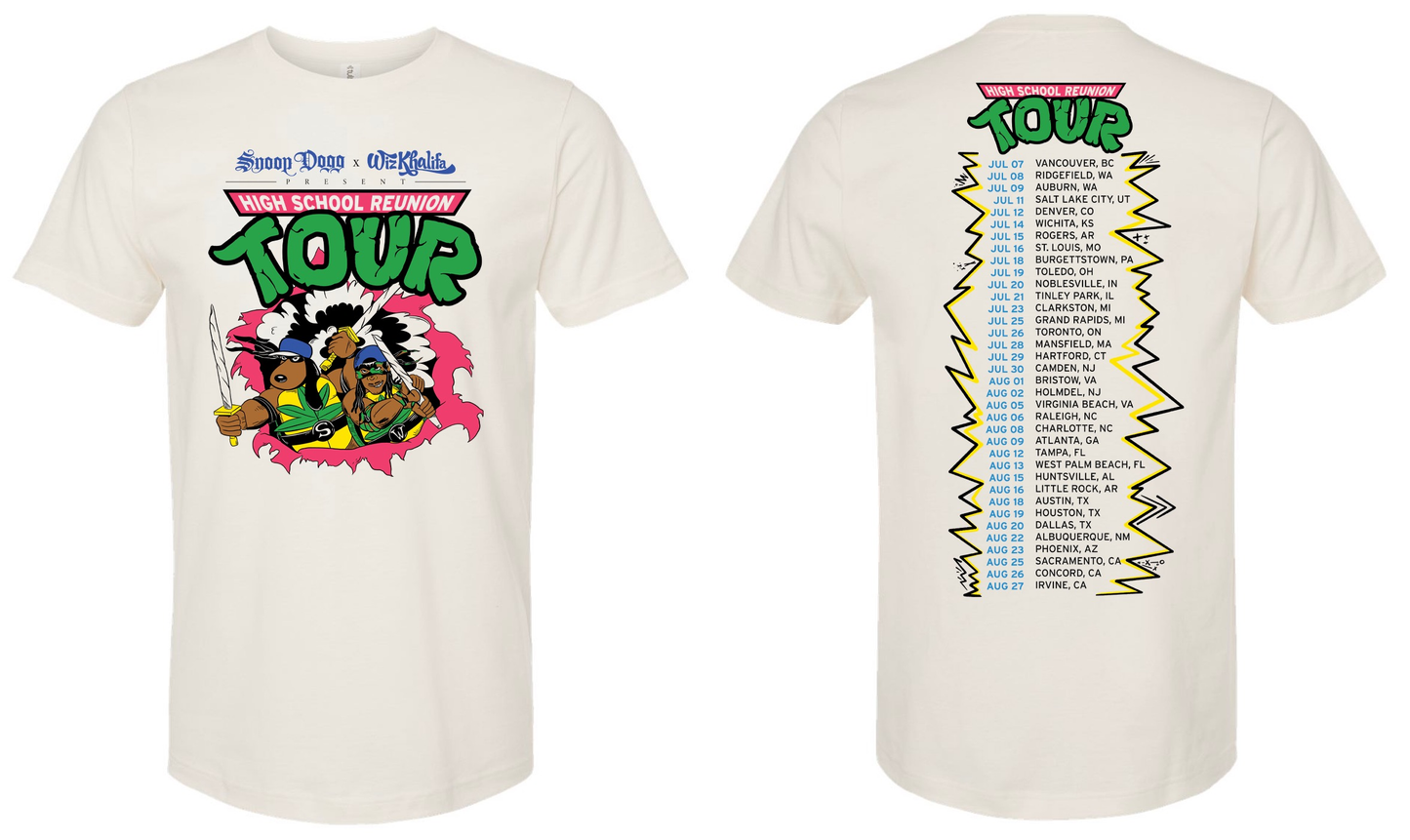 Snoop Dogg's "High School Reunion Tour 2023" T-shirt